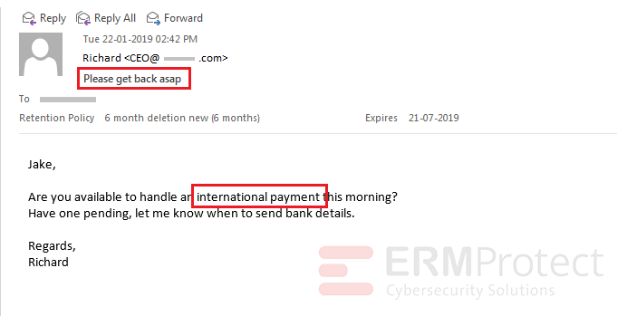 Urgent International Payment from CEO Phishing Email Explained 3