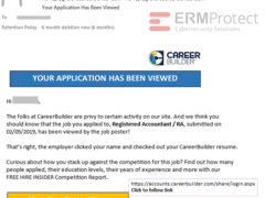 Fake Career Builder Email, Potential Phishing Attempt 3