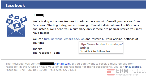 facebook phishing email