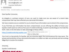 Potential Equifax Phishing Email 1