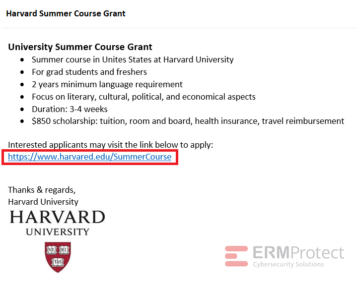 Harvard Summer Course Grant Phishing Attempt Explained 4