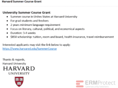 Potential Harvard Grant Phishing Email 4
