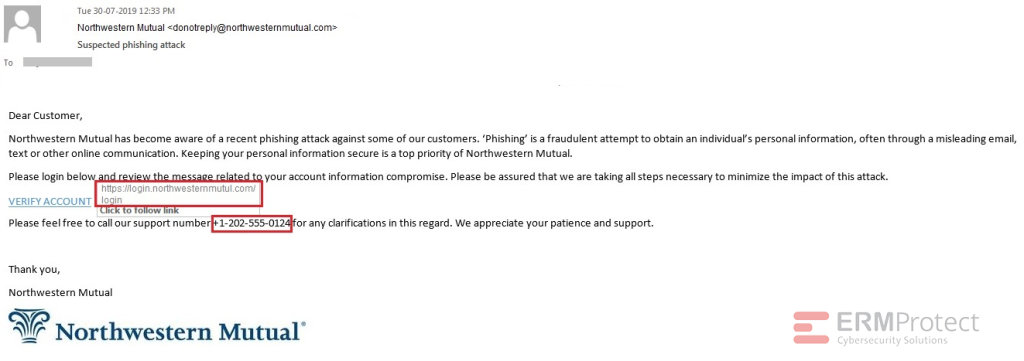 Northwestern Mutual Phishing Attempt Red Flags