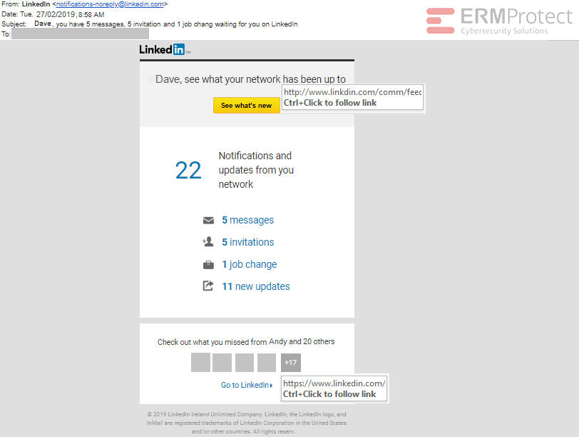 LinkedIn Phishing Email
